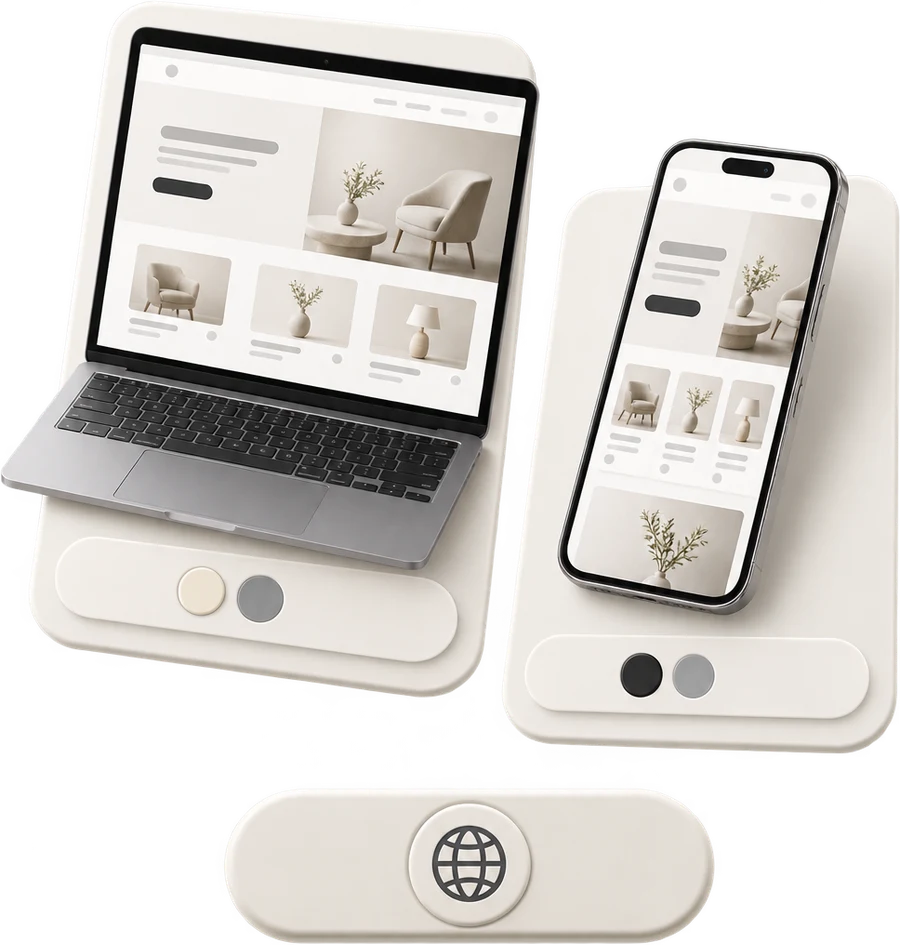 Modern responsive website displayed on laptop and mobile